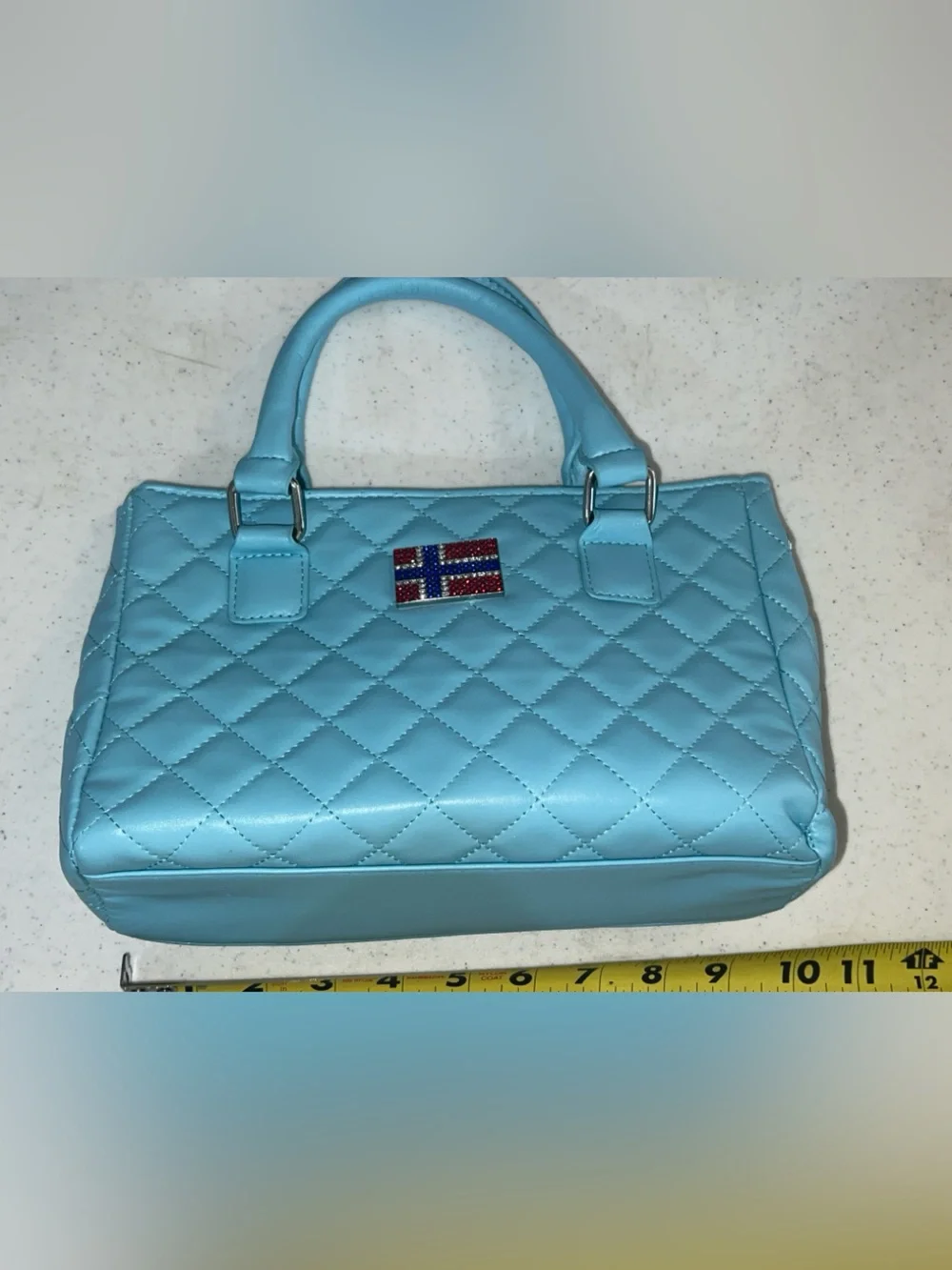 Gierness Perfume Light Blue Quilted Top-Handle Women's Bag